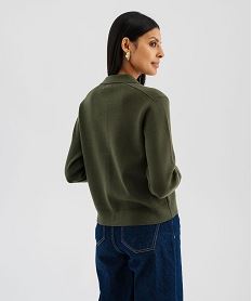 cardigan a col polo avec poches poitrine femme kaki standard giletsJ050601_3