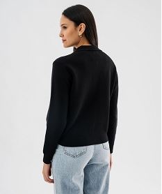 cardigan a col polo avec poches poitrine femme noir standard giletsJ050801_3