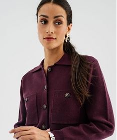 cardigan a col polo avec poches poitrine femme violet standard giletsJ051001_2