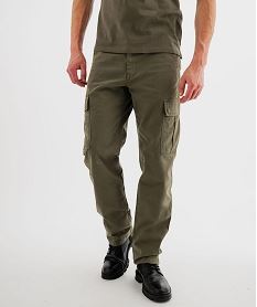pantalon cargo regular en coton stretch homme kaki standardJ051701_4