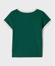 tee-shirt manches courtes avec inscription coloree fille vert standard tee-shirtsJ052301_3