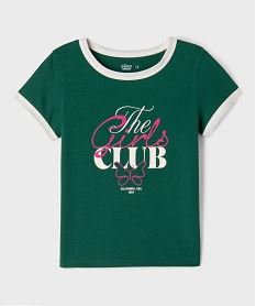 tee-shirt manches courtes avec inscription coloree fille vert standard tee-shirtsJ052301_4