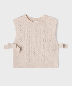 GEMO Pull sans manches torsadé à côtés fendus fille Beige