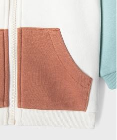 sweat zippe a capuche avec empiecements colores bebe garcon beigeJ054801_3
