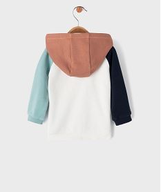 sweat zippe a capuche avec empiecements colores bebe garcon beigeJ054801_4