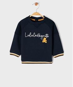 sweat avec broderie poitrine bebe garcon - lulucastagnette bleuJ056401_2