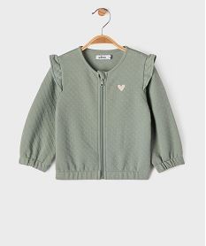 GEMO Sweat zippé avec volants sur les épaules bébé fille Vert