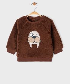 GEMO Sweat en sherpa douillet imprimé bébé garçon marron standard