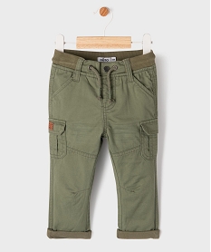 GEMO Pantalon coupe cargo doublé avec taille élastique bébé garçon Vert