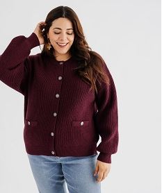 GEMO Gilet à col rond en grosse maille femme grande taille violet standard