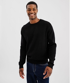 GEMO Pull en coton à col rond homme noir standard