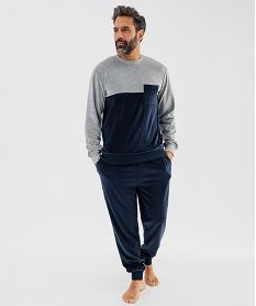 GEMO Pyjama en velours bicolore homme Bleu