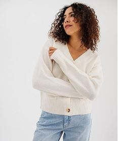 GEMO Gilet à col V avec poches femme Beige