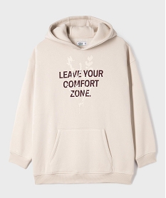 GEMO Sweat à capuche avec inscription sur le buste garçon Beige