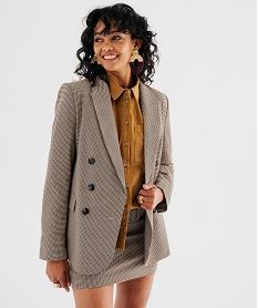 veste blazer a motif pied-de-poule femme - lulucastagnette brun vestesJ067401_4