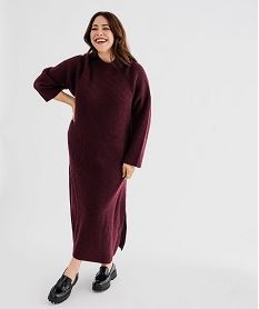 GEMO Robe pull longue fendue sur les côtés femme grande taille violet standard