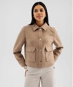 GEMO Veste courte aspect drap de laine femme Beige
