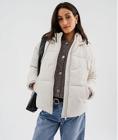 GEMO Doudoune à capuche et col montant femme Beige