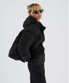 GEMO Doudoune à capuche et col montant femme noir standard