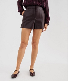 GEMO Short ample en matière synthétique cuir imitation femme Rouge