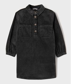 GEMO Robe chemise courte à manches longues en velours côtelée fille gris standard