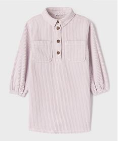 GEMO Robe chemise courte à manches longues en velours côtelée fille violet standard