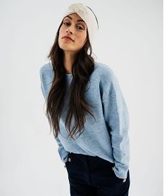 GEMO Pull en maille douillette extensible contenant de la laine femme bleu standard