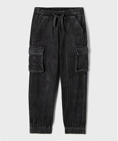 GEMO Pantalon velours coupe jogger avec taille ajustable garçon Gris