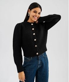 GEMO Pull en grosse maille à manches bouffantes femme noir standard