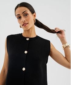 GEMO Gilet sans manches oversize avec boutons fantaisie femme noir standard