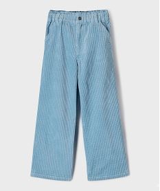 GEMO Pantalon large en velours côtelée à taille élastique réglable fille bleu standard