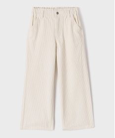 GEMO Pantalon large en velours côtelée à taille élastique réglable fille Beige