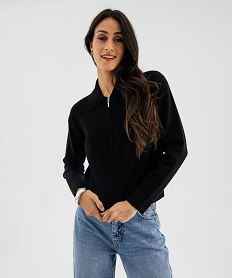 GEMO Cardigan zippé coupe courte femme Gris