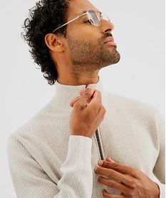 pull en coton a col camionneur homme beige pullsJ082001_2