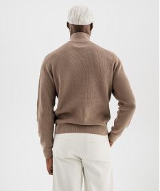 pull en coton a col camionneur homme brun pullsJ082201_4