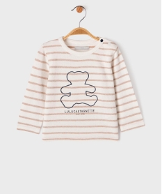 GEMO Tee-shirt manches longues à rayures et motif ourson bébé garçon - LuluCastagnette Brun