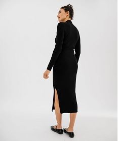 robe pull longue fendue sur un cote femme noirJ083401_3