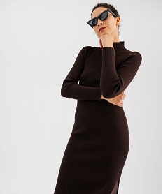 robe pull longue fendue sur un cote femme marron standardJ083601_2