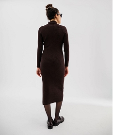 robe pull longue fendue sur un cote femme marron standardJ083601_4