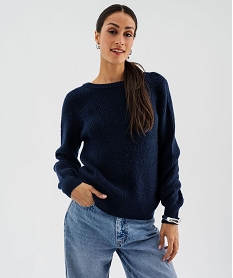 GEMO Gilet en maille douillette à dos fantaisie femme Bleu