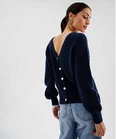 gilet en maille douillette a dos fantaisie femme bleu giletsJ085401_2