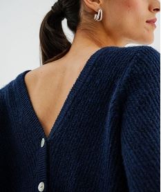gilet en maille douillette a dos fantaisie femme bleu giletsJ085401_3