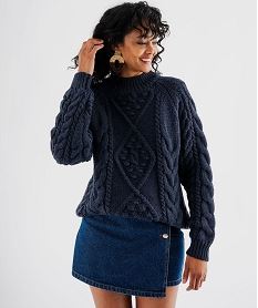 GEMO Pull torsadé à col montant femme - LuluCastagnette Bleu