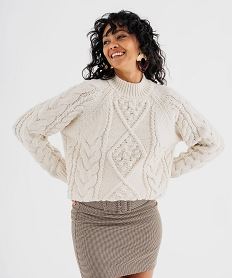 GEMO Pull torsadé à col montant femme - LuluCastagnette Beige