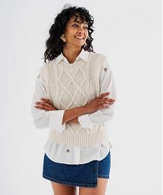 GEMO Pull sans manches à grosse maille torsadée femme - LuluCastagnette Beige