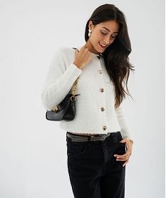 GEMO Gilet en maille bouclette avec boutons fantaisie femme Beige