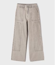 jean wide leg en denim delave avec grandes poches plaquees fille gris standard pantalonsJ092201_4