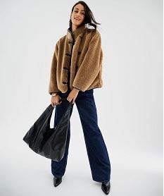blouson en fourrure imitation femme brun vestesJ098201_4