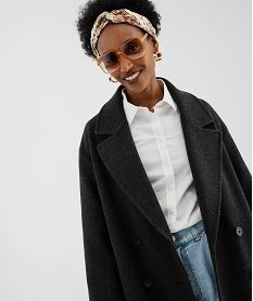 manteau long croise a double boutonnage et col femme gris standard manteauxJ099501_2
