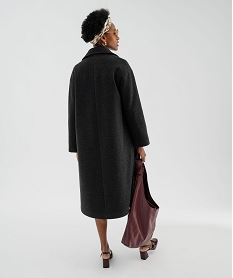 manteau long croise a double boutonnage et col femme gris standard manteauxJ099501_3